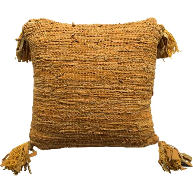Rocaflor kussen - leer - geel - gerecycled - 45x45 cm - vierkant