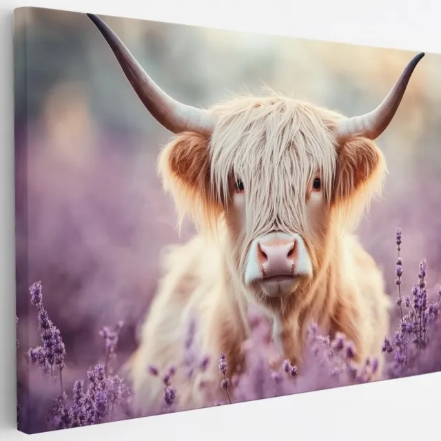 Saammp Canvas Schilderij Schotse Hooglander Koe Portret - Dieren - Natuur - 30x20 - Foto op canvas - Wanddecoratie - muurdecoratie Woonkamer - Slaapkamer decoratie - Canvas Print Multicolor