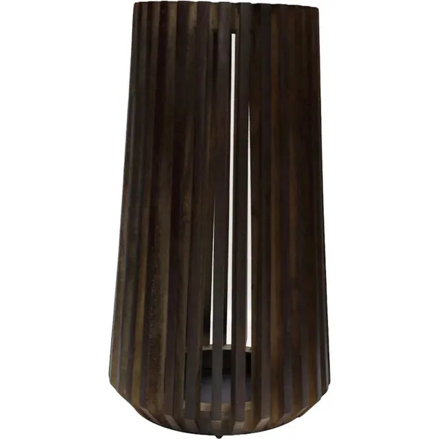 Vase The World Windlicht Boulder | Large | walnut | Hout | Ø28 x H48 cm donker bruin