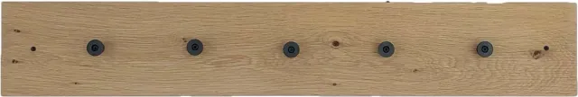 GoudmetHout Industriele kapstok - Wandkapstok - Eiken - Stalen ophanghaak rond mat zwart - 14 haken - Lengte 140 cm Eiken hout, mat zwart staal