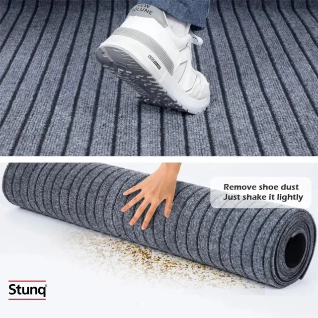 Stunq Antislip waterdichte rubberen deurmat, grijs, vrij te knippen