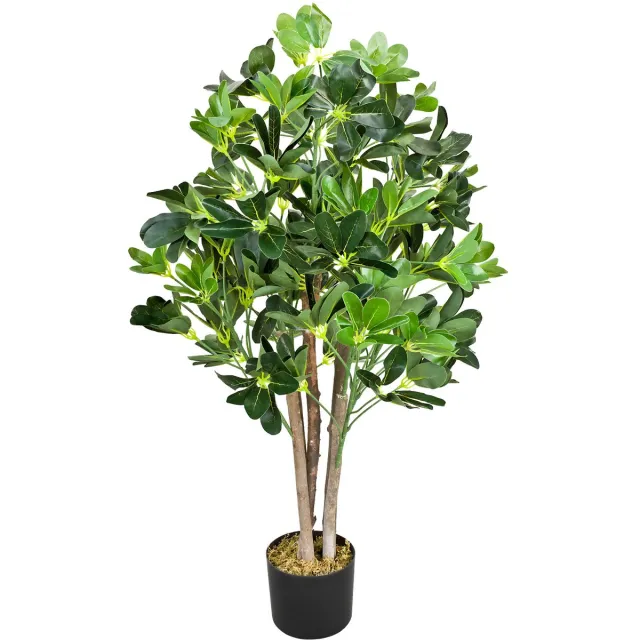 Decovego Schefflera Kunstplant, Kunstmatige Parapluboom 95 cm, Duurzaam Kunststof, Voor Binnengebruik, Onderhoudsarme Decoratie