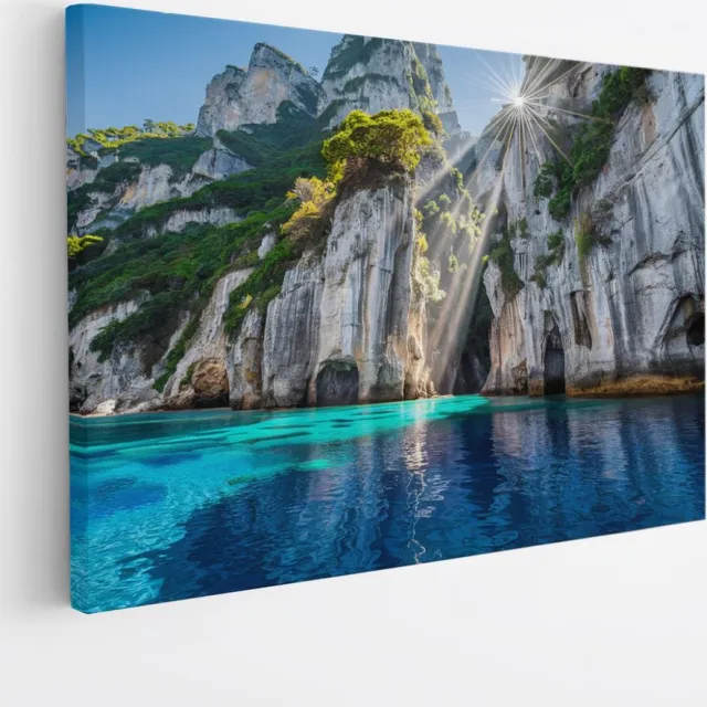 Saammp Canvas Schilderij - Mooi water tussen de Rotsen - Landschap - Natuur - 40x30 - Foto op canvas - Wanddecoratie - Muurdecoratie Woonkamer - Slaapkamer decoratie - Canvas Print Multicolor