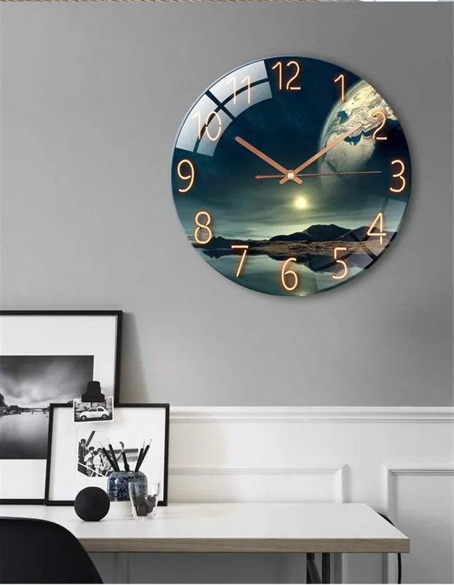 Swecomze Stil Wandklok Glas 30cm - Moderne Tijdloze Decoratie Multicolor