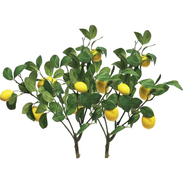 Bellatio Design Kunstbloem citrusfruit tak citroen - 2x - 60 cm - geel - kunst zijdebloemen