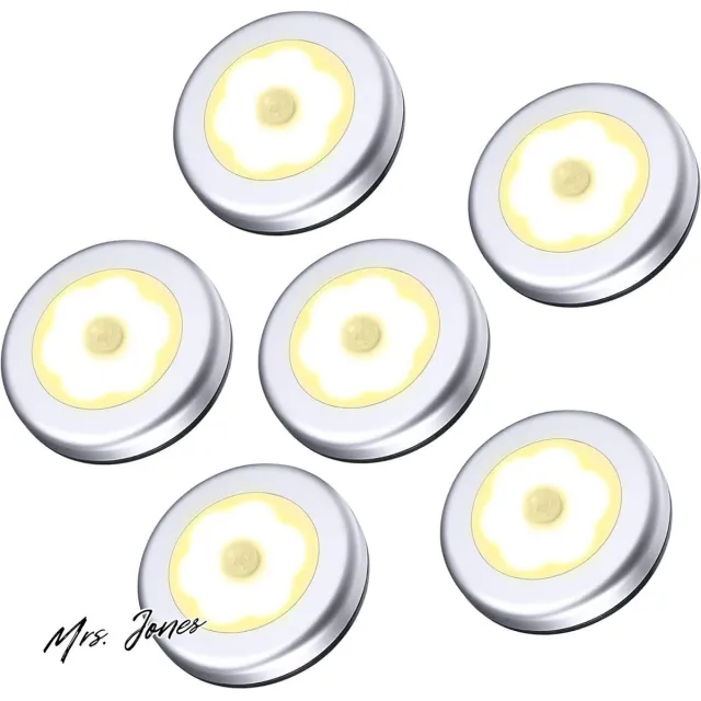 Mrs. Jones Nachtlampje Bewegingssensor Licht 6 Stuk Snoerloos Batterij Aangedreven - Automatisch Nachtlampje met Kleef Pads - Blijf Overal Voor Kast Gang Trap Slaapkamer Enz - Warm Wit . multi-color