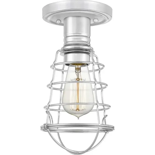Quoizel LED Plafondlamp Mixon | 1X E27 Max 60W | Dimbaar | Polished Chrome Geen