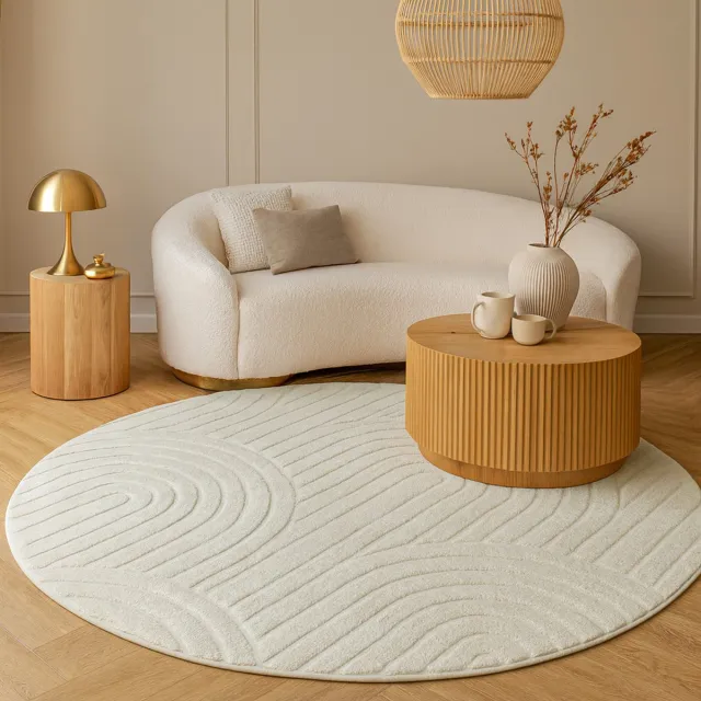 Milton & Oldbrook Rond Vloerkleed Ø 200 cm Rumia Wit