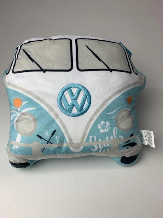 VW T1 bus Pluche Volkswagen Kampeerbus VW T1 Licht Blauw Sierkussen Origineel VW Multi blauw