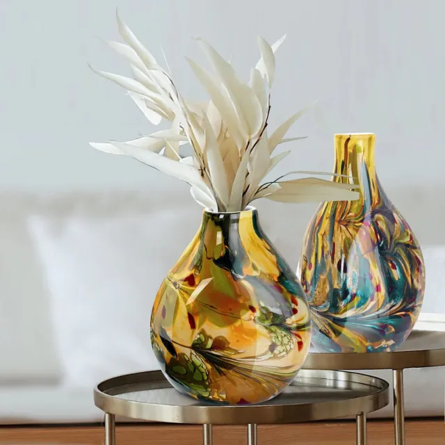 Terroso Vaas, Glas, Handmade Mixed Colours, Hoogte 25 cm