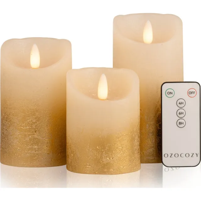 Ozocozy LED Kaarsen met Afstandsbediening - Goud - Led Kaarsen met Bewegende Vlam - Kaarsen op Batterijen - Veilig & Duurzaam - Realistische Kaarsen - Kerstverlichting - Wax - Cadeau