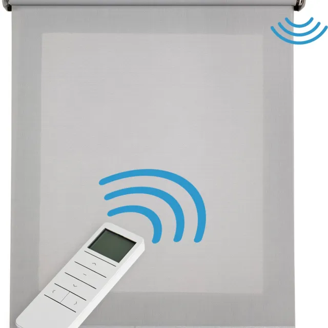 Storesdeco Motorgecontroleerd Screen rolgordijn met aluminium afwerkingen, Grijs 60x180 cm Grey