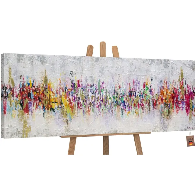 YS Canvas schilderij panoramisch handgeschilderd abstractie II modern – YS-Art Gallery – Luxe wanddecoratie voor woonkamer – Modern schilderij voor slaapkamer en kantoor Without Floater Frame
