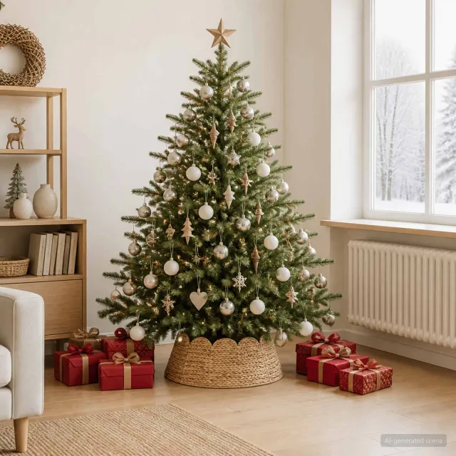 vidaXL Kerstboomkraag Rond Naturel Dia. 60 x 22 cm Waterhyacint