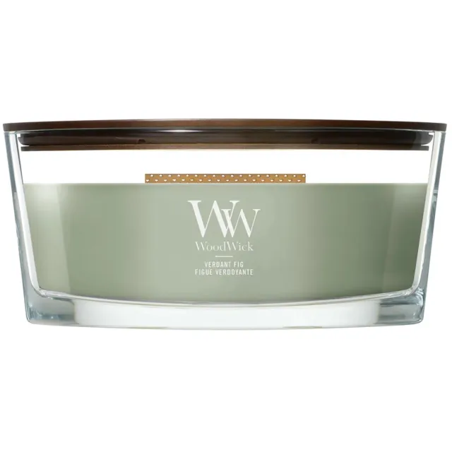 Woodwick Hearthwick - Verdant Fig - Ellipse Geurkaars - 50 branduren Groen