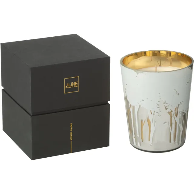 J-Line geurkaars Noa Bos - Ayra - glas - wit/goud - medium - 68U