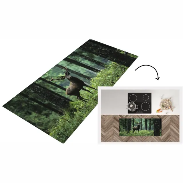 KitchenYeah Keukenloper - Loper keuken - Hert - Bos - Bomen - Keukenloper vinyl Multicolor