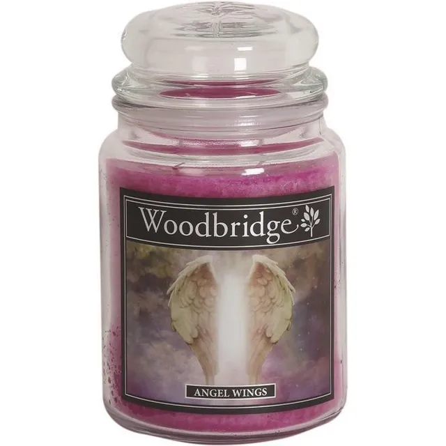 Woodbridge Angel Wings 565g Large Candle met 2 lonten donker roze