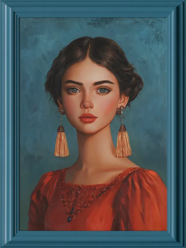 homebound by ky Schilderij met lijst portret blauw 70x100cm Meerkleurig