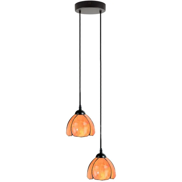 Coloured by Art Tiffany Kroonluchter Tulipa 2 - Art Deco Trade Oranje