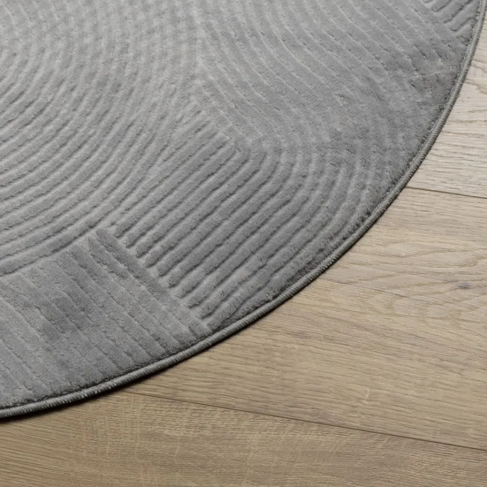 vidaXL Vloerkleed IZA laagpolig Scandinavisch Ø 120 cm grijs, foto 4