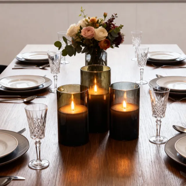 arti casa LED Kaars in glas 3st transparant