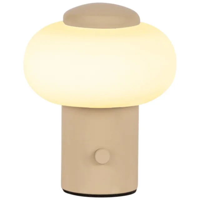 Lucide GUSTAV - Oplaadbare Tafellamp - Accu/Batterij - Ø 8 cm - LED Dimb. - 1x0,8W 2700K - Beige
