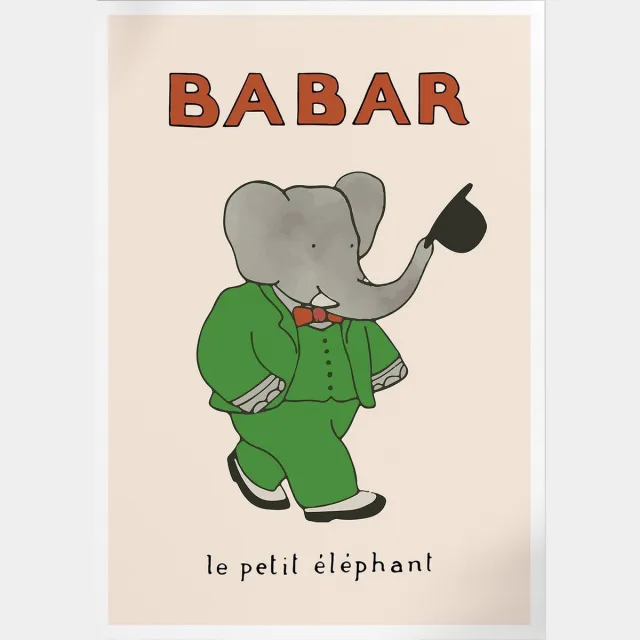 Pepperwall 50 Years Of Babar (Babar de Olifant) | Poster | B2: 50 x 70 cm Multikleur