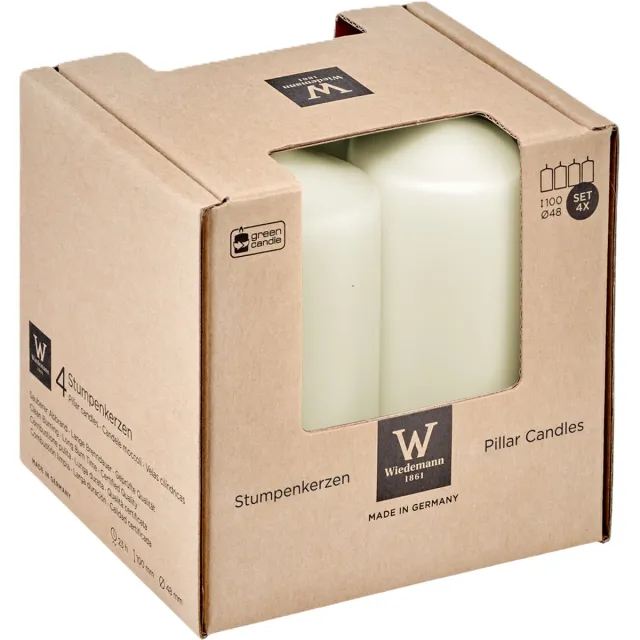 Trend Candles Cilinderkaarsen - 4x - ivoor wit - 5 x 10 cm - 18 branduren - geurloos - kaarsen Ivoorwit