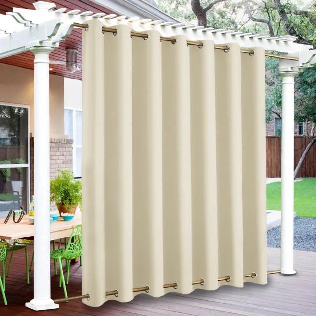 Qelus Waterdichte Outdoor Gordijnen - Buiten Gordijnen Overkapping - Buiten UV-Beschermende Gordijnen - Outdoor gordijnen voor patio en pergola - B 254 x H 213 cm - Beige - 1 stuk