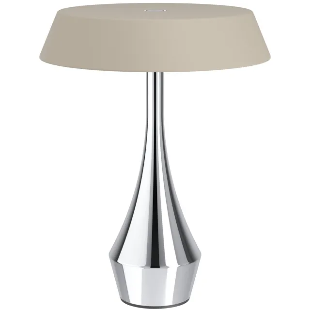 EGLO Turcio Tafellamp - Oplaadbaar - 20 cm - Chroom/Zandkleur/Beige - Instelbaar wit licht (warm, neutraal en daglicht) - Draadloos - Dimbaar - Buiten en Binnen Chroom;Zand;