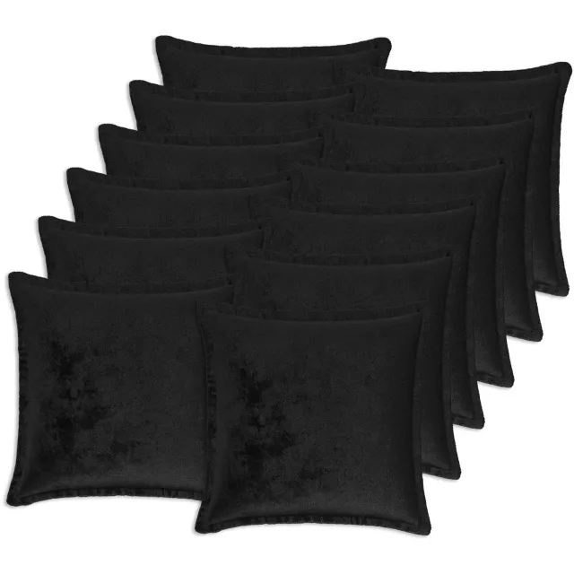 vidaXL Dekenkussen - 12 - st - HOUTEN - Zwart - 50 - x - 50 - cm - Flanel