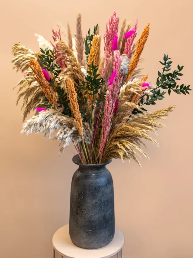 Roselin Deco Droogboeket Fleur – Kleurrijk Landelijk Droogbloemen Boeket 80 cm bruin