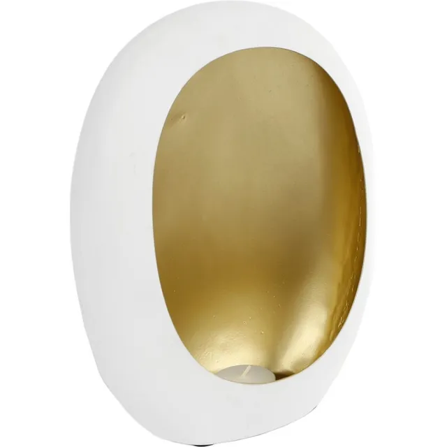 Geschenkgraveren.nl Windlicht Pim wit/goud metaal 18 x 11 x 26 cm-kadotip sinterklaas/kerst