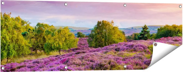 Gards Tuinposter Paarse Weide - 120x40 cm - Tuindoek - Tuindecoratie - Wanddecoratie buiten - Tuinschilderij Multikleur