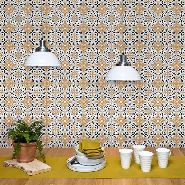 Ambiance Sticker Zelfklevende tegelmuurstickers voor keuken en badkamer - 9 cementtegelstickers, Azulejos Antonina - 9 stickers, 15x15cm Multi color