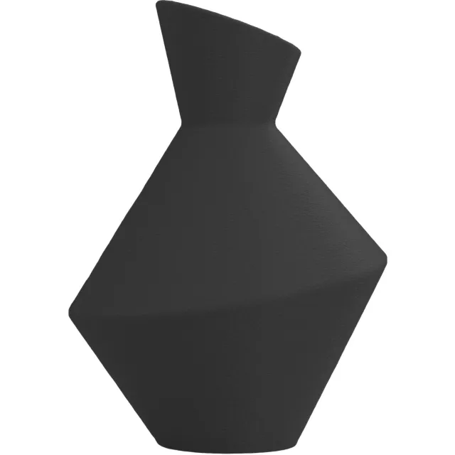 Layvo DARIS Vaas - Zwart - D19 x H25 cm - droogbloemen vaas - geometrische vaas - gerecycled plastic