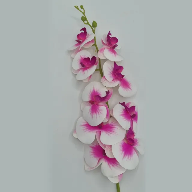 Bomm Orchidee - GK560/02 - 102 cm - Wit/Roze - 9 bloemen - 1 tak - Grafdecoratie - Zijdenbloemen - Kunstbloemen