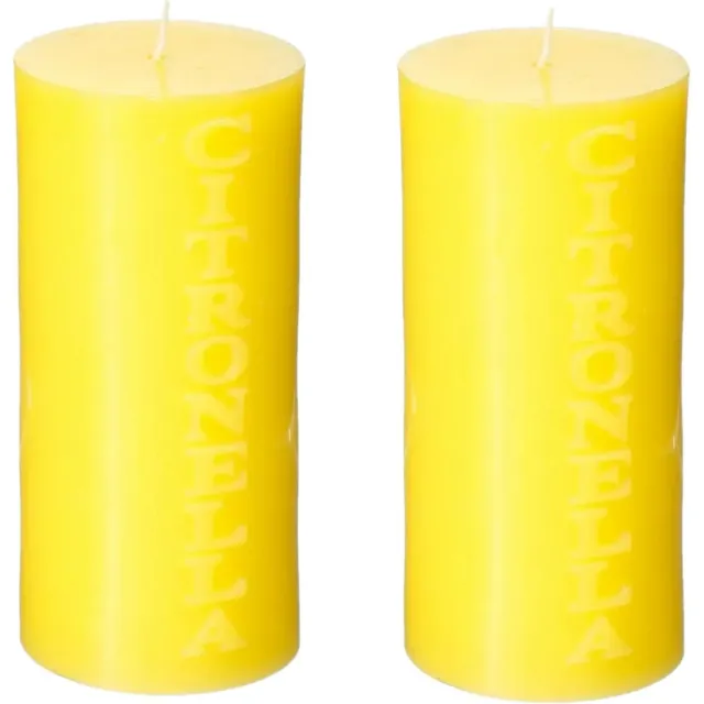 Atmosphera Kaars - 2x stuks - citronella - stomkaars - 64 branduur - citrusgeur Geel