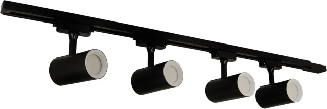 STRÜHM LUTER 1-Fase Railverlichting - GU10 – 100cm – I-vorm - 4 spots - Railsysteem - Zwart