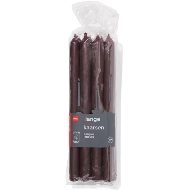 HEMA Lange huishoudkaars Ø2.2x29cm donkerbruin - 12 stuks (donkerbruin)