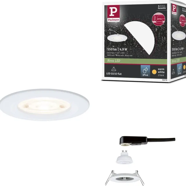 Paulmann LED-inbouwlamp Nova GU10 Flat stijf IP44 4,9W 550lm 230V 2700K Wit mat