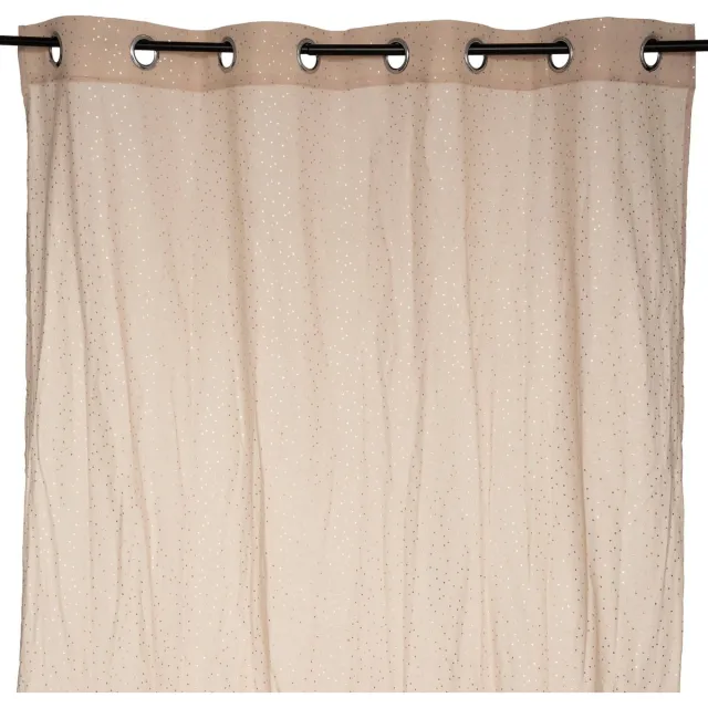 Atmosphera Berlingot Gordijn 140x250cm - Kant en klaar met ringen - Beige met Goud