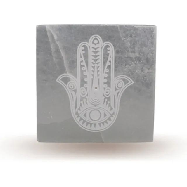 Green Tree Candle Seleniet wierookhouder Hand van Fatima - Seleniet oplaadplaat 10cm. wit, transparant