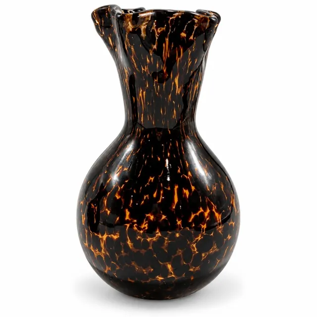 Mica Decorations vaas glas gevlekt 15x24cm donkerbruin