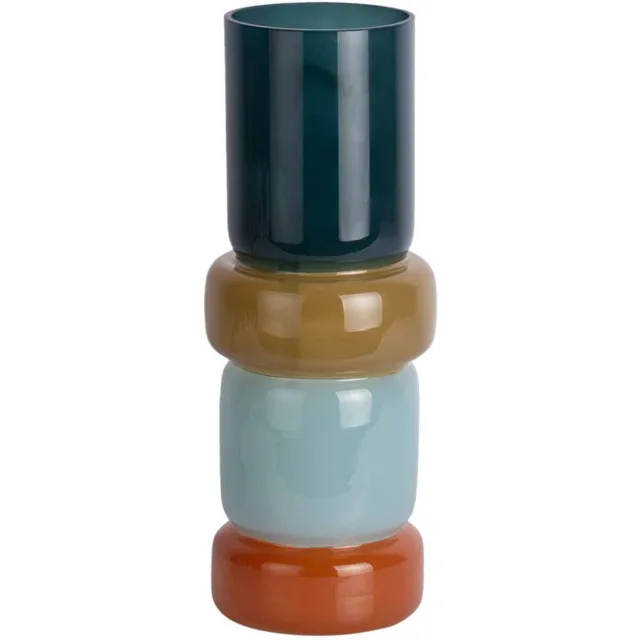 Present Time Vaas Burano - Multicolor - 13.5x13.5x35cm - Glas - Scandinavisch - Bloemenvaas - Woondecoratie - Decoratieve vaas voor woonkamer of slaapkamer