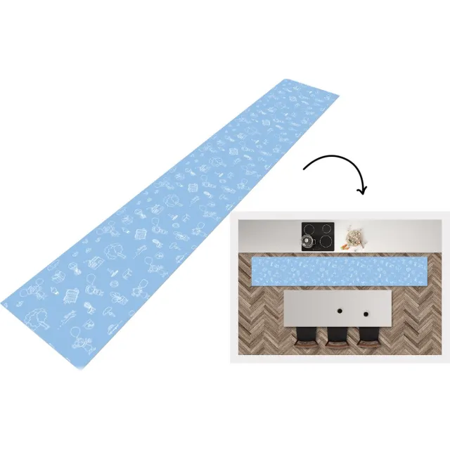 KitchenYeah Keukenloper - Loper keuken - Patronen - Geboorte - Blauw - Keukenloper vinyl, foto 7