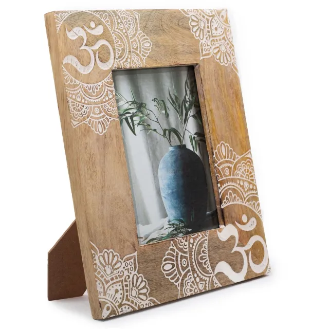 Ancient Wisdom Fotolijst - Mango houten fotolijst multicolor 28x23x2cm - Buddha - Decoratie - Herinneringen - Kunstwerk - Uniek - Foto