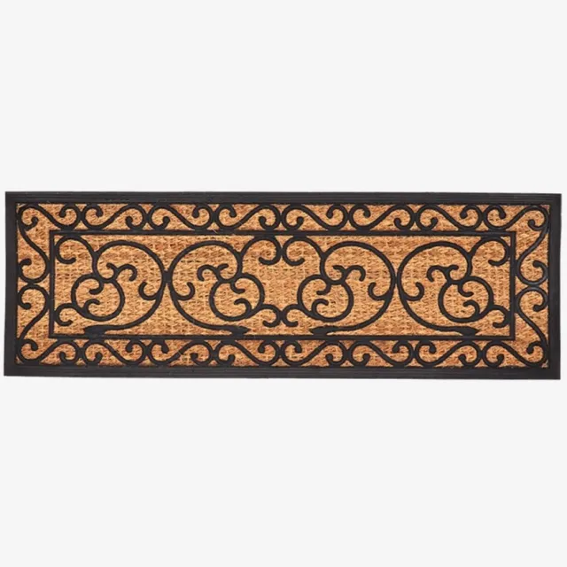Esschert Design Deurmat Rubber / Kokos Victoriaanse Stijl - 120 x 40 cm bruin met zwart XL