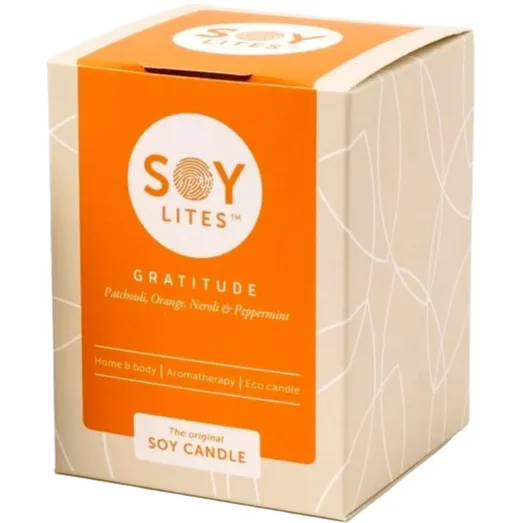 Soylites Soycandle Gratitude - Patchouli, Orange, Neroli & Peppermint gebroken wit